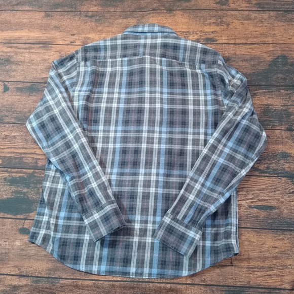 Untuckit Carano Long Sleeve Button Up Shirt Men's Medium Blue Gray Plaid - Picture 2 of 6